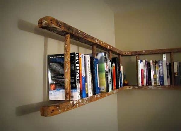 Old-ladder-turned-bookshelf